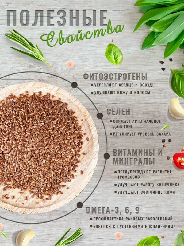 Лён коричневый алтайский отборный, 1кг